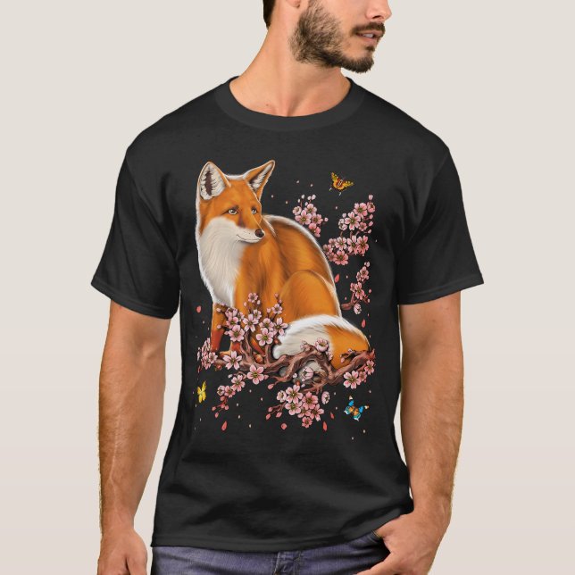Fuchs Kirschblüte T-Shirt (Vorderseite)
