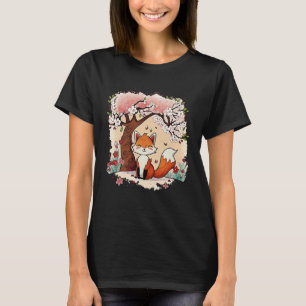 Fuchs Kirschblüten Japanische Ästhetik Vaporwave T-Shirt