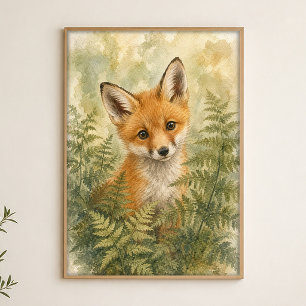 Fuchs-Kit-Aquarell-whimsicaler Kunstposter Poster