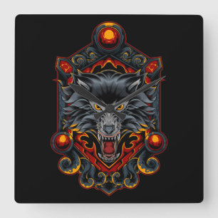 Fuchs Kitsune Quadratische Wanduhr