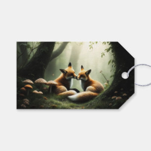 Fuchs kuschelt im nebligen Wald Geschenkanhänger