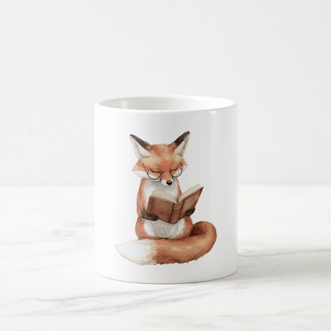 Fuchs liest ein Buch Kaffeetasse (Mittel)