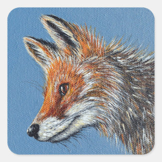 Fuchs Malerei Quadratischer Aufkleber