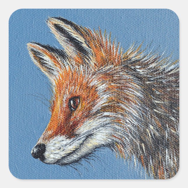 Fuchs Malerei Quadratischer Aufkleber (Vorderseite)