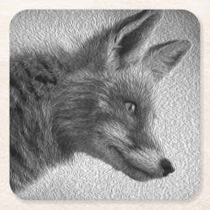 FUCHS MALEREI STIL SCHWARZ WEISS RECHTECKIGER PAPPUNTERSETZER