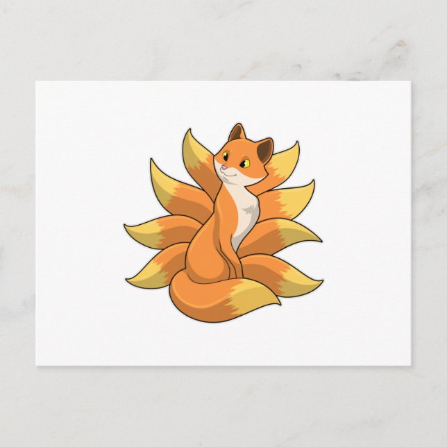 Fuchs mit 9 Fuchsschwänzen Postkarte (Vorderseite)