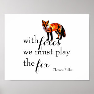 Fuchs mit Anführungsplakat für Dekoration in Zuhau