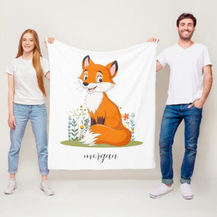 Fuchs mit Blumen, Name des Kindes oder Ihre Nachri Fleecedecke