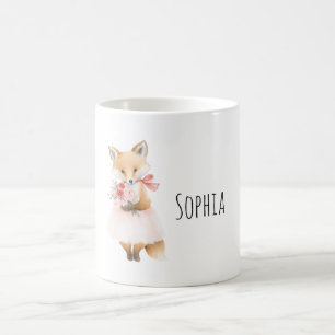 Fuchs mit Blumen Rosa Kleid Kaffeetasse