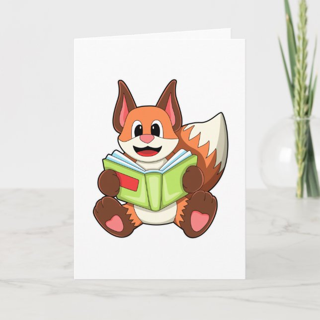 Fuchs mit Buch Karte (Vorderseite)