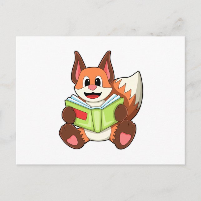 Fuchs mit Buch Postkarte (Vorderseite)