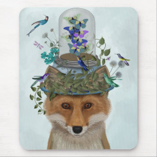 Fuchs mit Butterfly-Glockengraben Mousepad