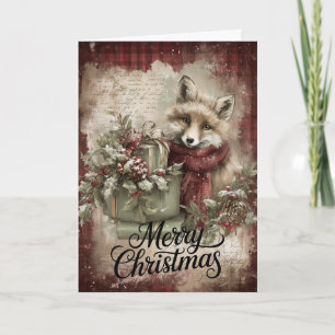Fuchs mit Geschenken & rustikale Feiertage Karte