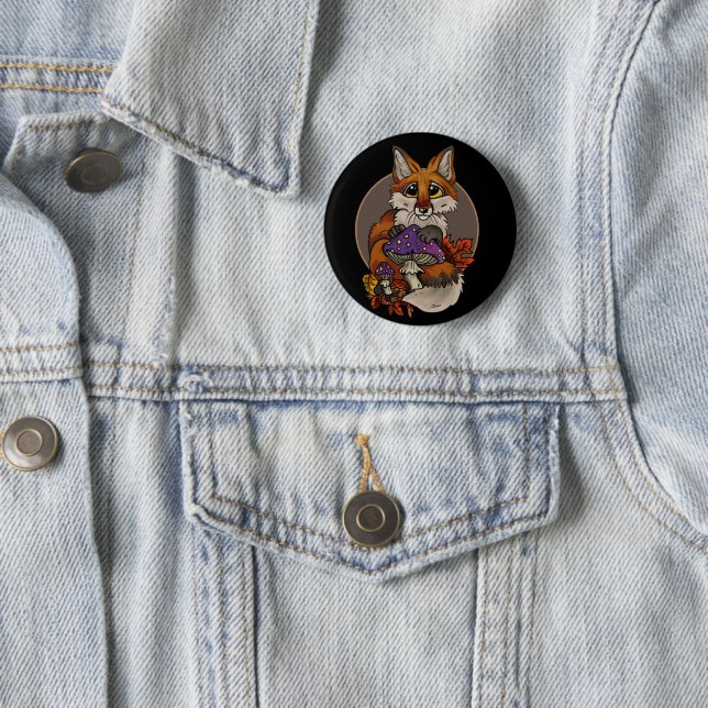 Fuchs mit Herbsthockern Button (Beispiel)