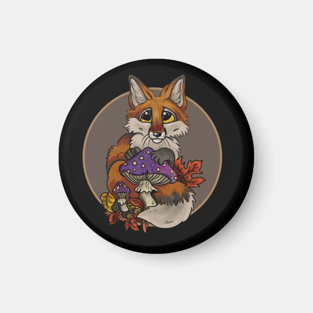 Fuchs mit Herbsthockern Magnet (Vorne)