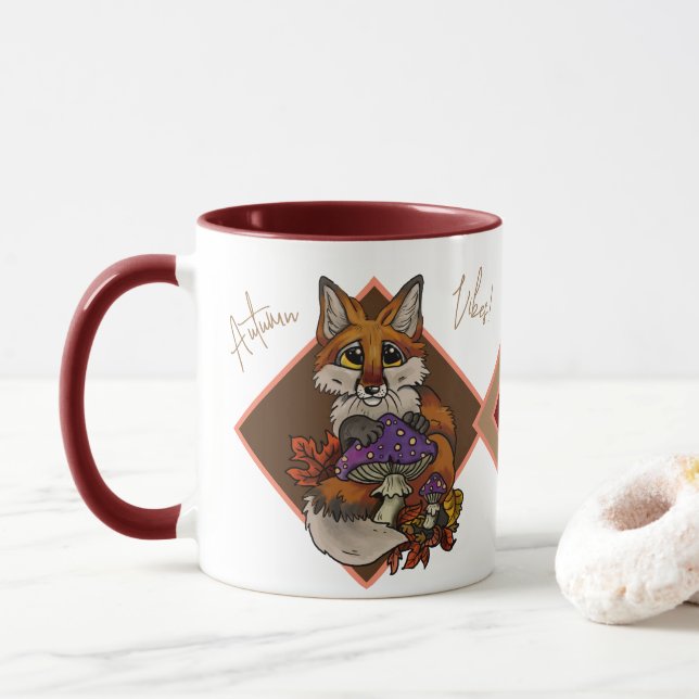 Fuchs mit Herbsthockern Tasse (Mit Donut)