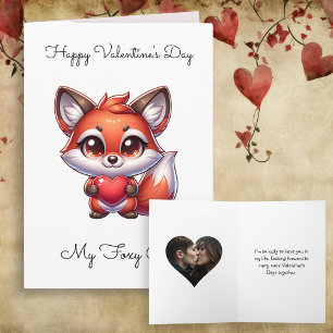 Fuchs mit Herz Personalisiertes Foto Valentinstag  Karte