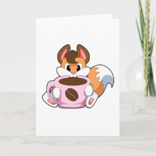 Fuchs mit Kaffeetasse Karte