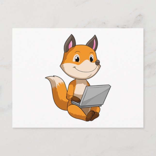 Fuchs mit Laptop Postkarte (Vorderseite)