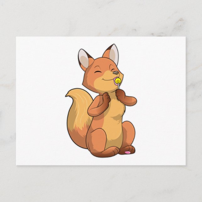Fuchs mit Lutscher Postkarte (Vorderseite)