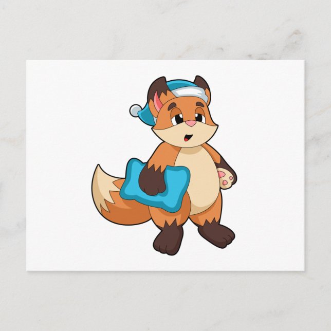 Fuchs mit Nachtmütze Postkarte (Vorderseite)