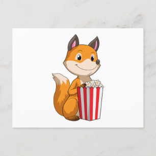 Fuchs mit Popcorn Postkarte