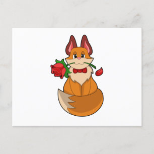 Fuchs mit Rosenblüte Postkarte
