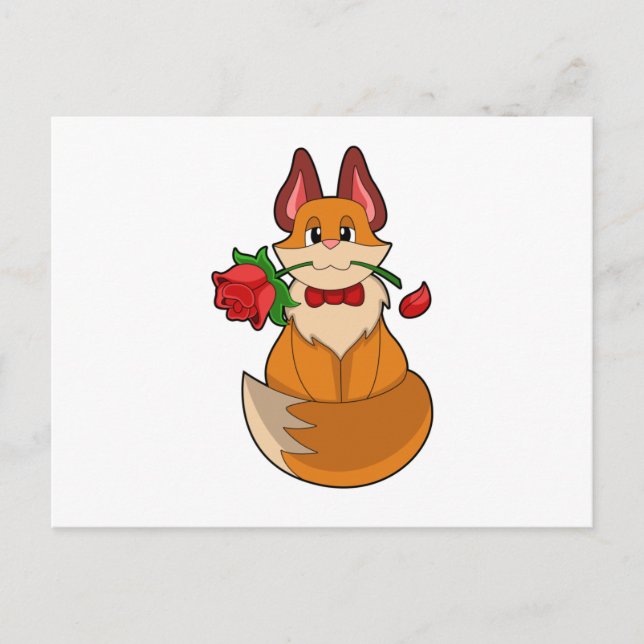 Fuchs mit Rosenblüte Postkarte (Vorderseite)