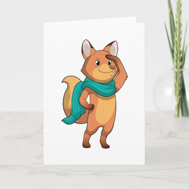Fuchs mit Schal Karte (Vorderseite)