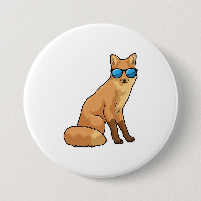 Fuchs mit Sonnenbrille Button (Vorderseite)