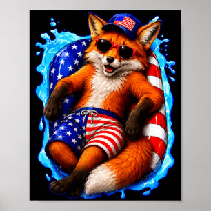Fuchs mit Sonnenbrille patriotisches Tier Sommerpo Poster