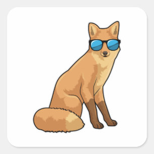 Fuchs mit Sonnenbrille Quadratischer Aufkleber