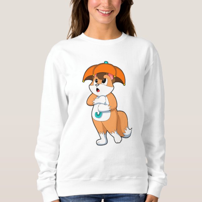 Fuchs mit Umbrella Sweatshirt (Vorderseite)