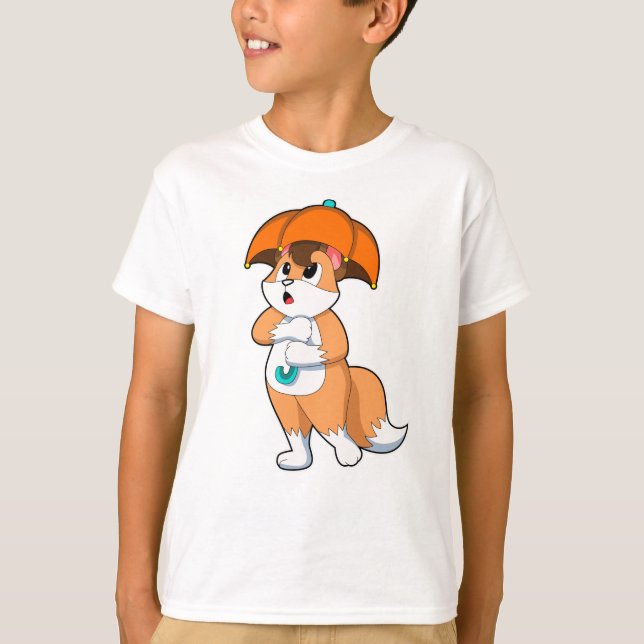 Fuchs mit Umbrella T-Shirt (Vorderseite)