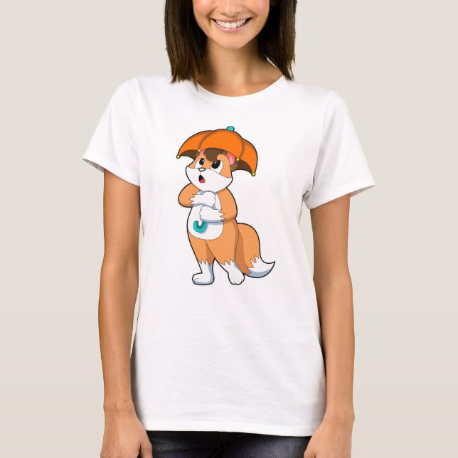 Fuchs mit Umbrella T-Shirt (Vorderseite)