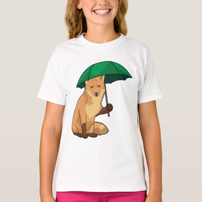 Fuchs mit Umbrella T-Shirt (Vorderseite)