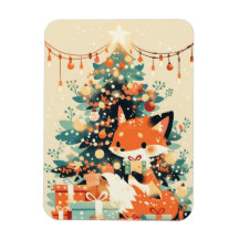 Fuchs mit Weihnachtsbaum und Geschenken