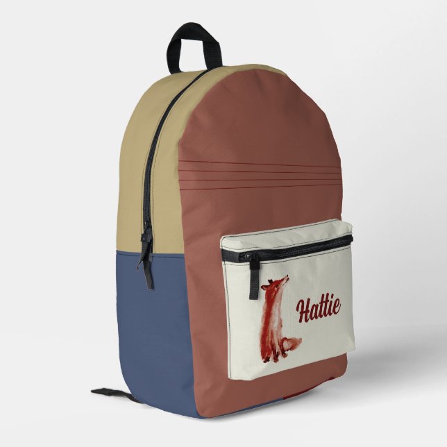 Fuchs Natur Farbige  Bedruckter Rucksack (Rückseitige Ecke links)