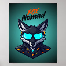 Fuchs Nomad Cyberpunk Mecha Neon Gaming Poster