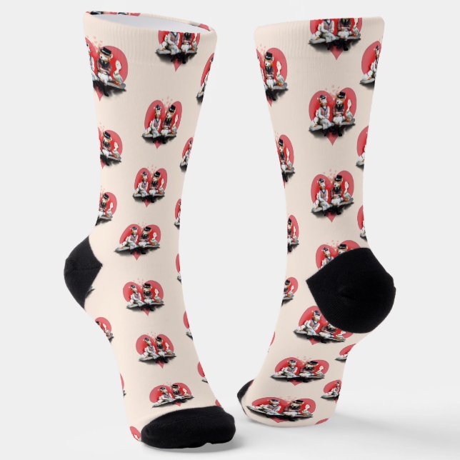 Fuchs-Pärchen Valentinstag Socken (Gewinkelt)