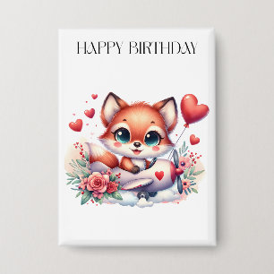 Fuchs-Pilot-Geburtstag Button