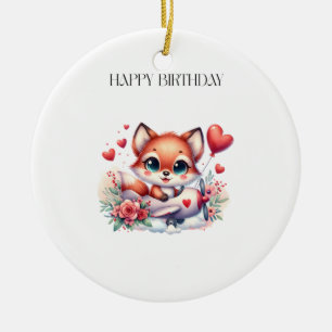 Fuchs-Pilot-Geburtstag Keramik Ornament