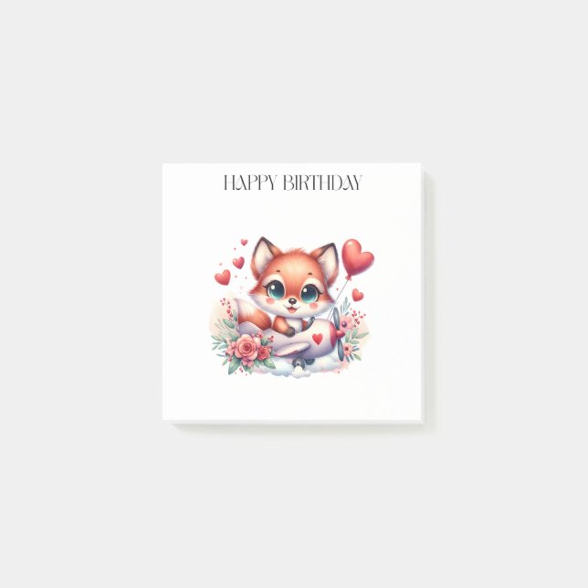 Fuchs-Pilot-Geburtstag Post-it Klebezettel (Vorderseite)