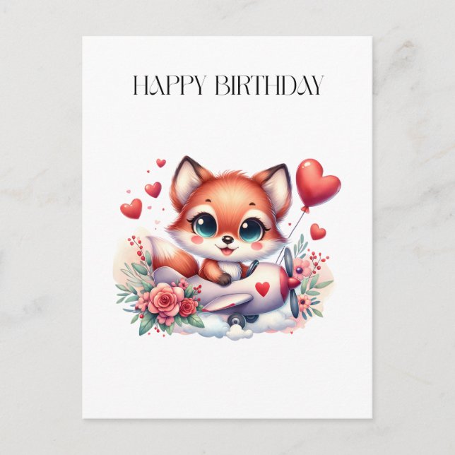 Fuchs-Pilot-Geburtstag Postkarte (Vorderseite)