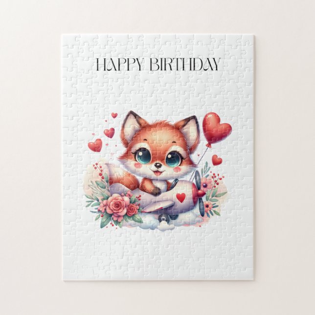 Fuchs-Pilot-Geburtstag Puzzle (Vertikal)