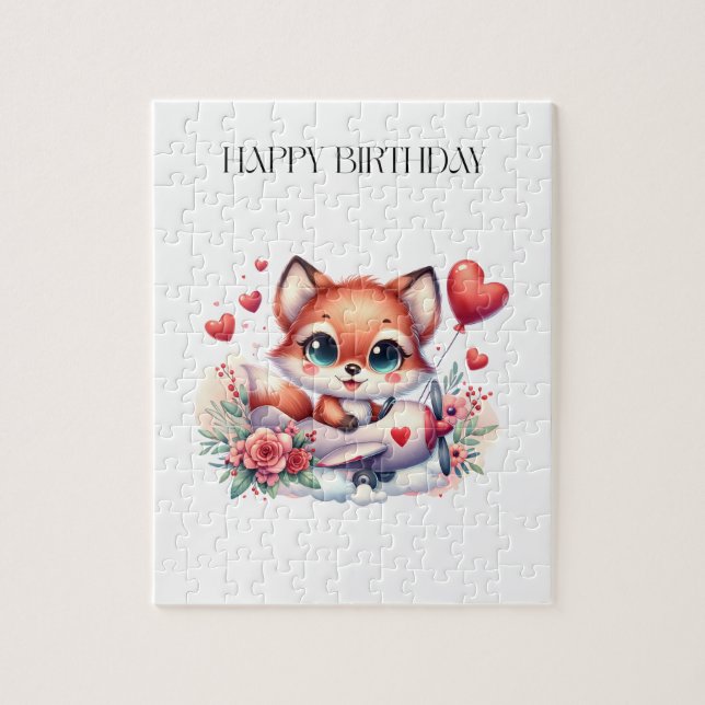 Fuchs-Pilot-Geburtstag Puzzle (Vertikal)