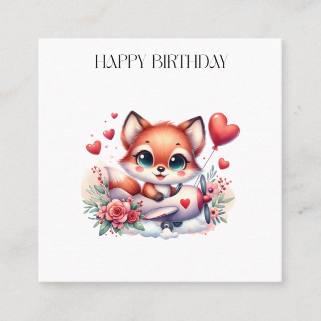 Fuchs-Pilot-Geburtstag Quadratische Visitenkarte (Vorderseite)
