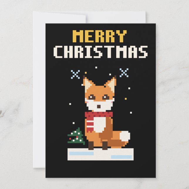 Fuchs-Pixel-Art-Weihnachtskarte Feiertagskarte (Vorderseite)