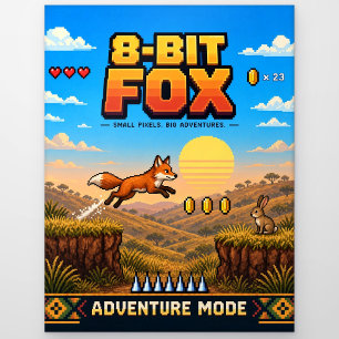 Fuchs, Retro-8-Bit-Pixelkunst Postkarte