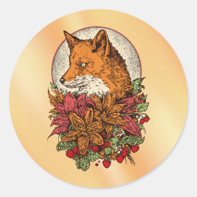 Fuchs Runder Aufkleber (Vorderseite)